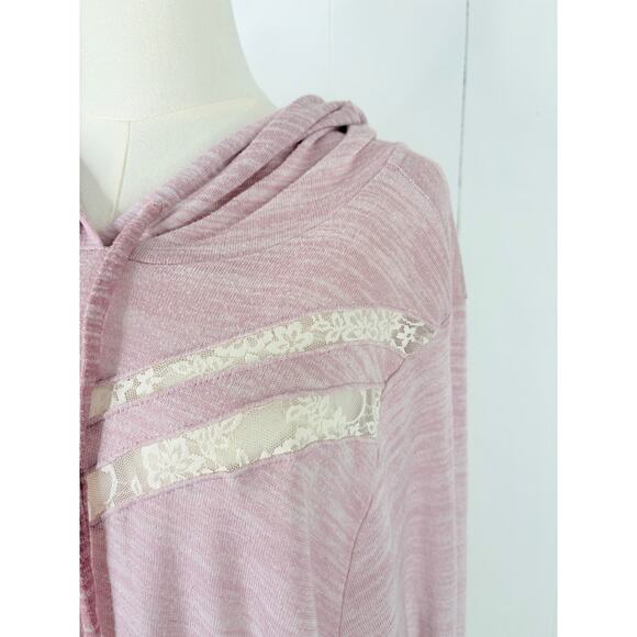 Torrid Plush Lace Inset Hoodie Pink Ombre Mauve Plus Size 3X Pullover - Picture 7 of 12